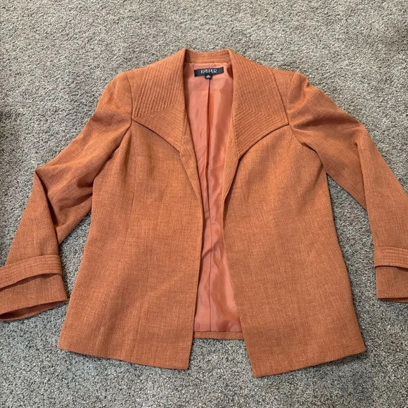 Kasper Blazer Suit Set Women 14 Burnt Sierra Tweed Office Church Business Preppy - Picture 3 of 15